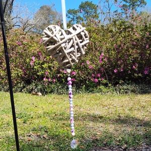 Woven Heart Ornament with Beaded String